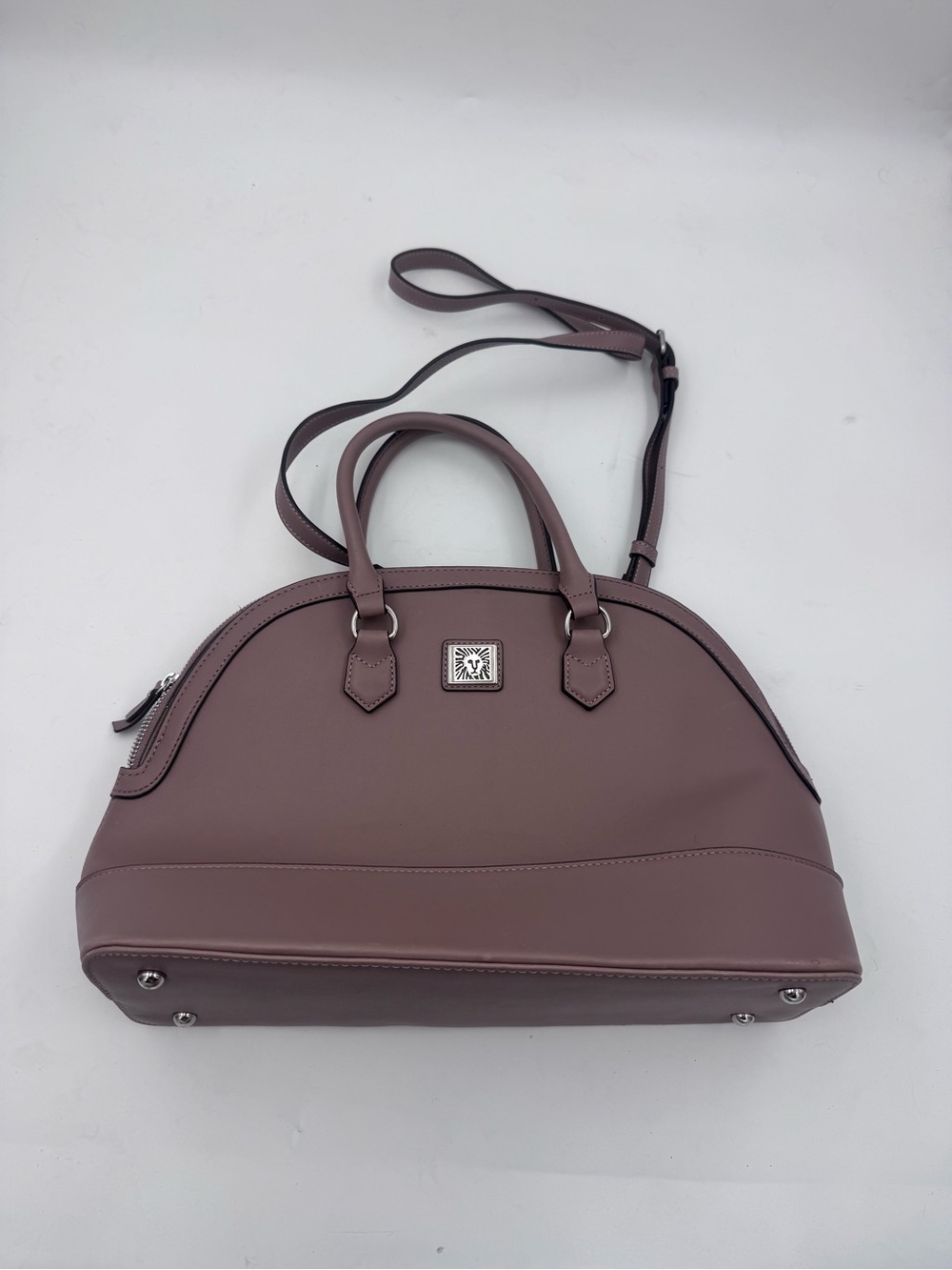 Anne Klein Klein dome-shaped satchel bag brown taupe purse bag